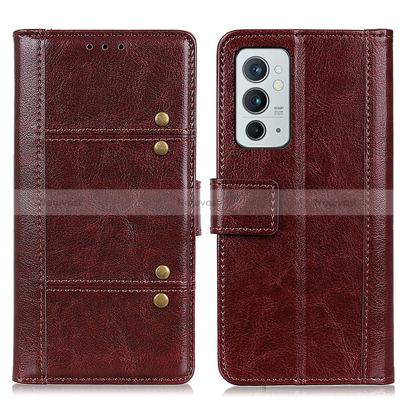 Leather Case Stands Flip Cover Holder M06L for OnePlus 9RT 5G Brown