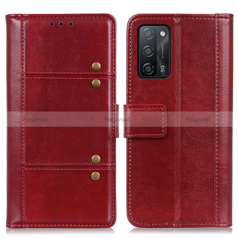 Leather Case Stands Flip Cover Holder M06L for Oppo A53s 5G Red