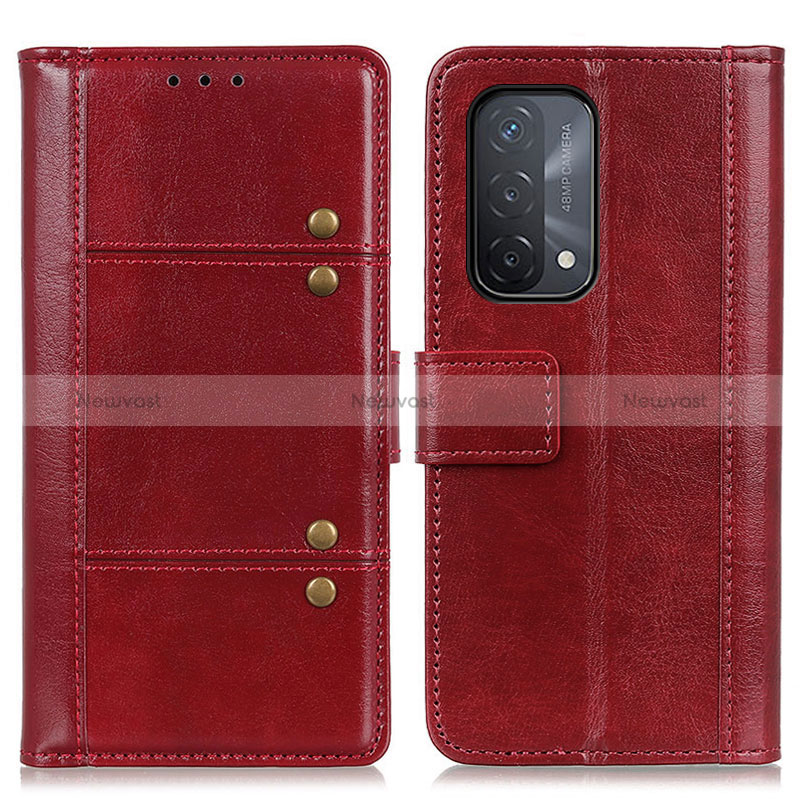 Leather Case Stands Flip Cover Holder M06L for Oppo A54 5G Red