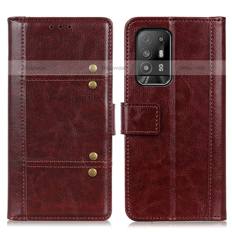 Leather Case Stands Flip Cover Holder M06L for Oppo A94 5G Brown