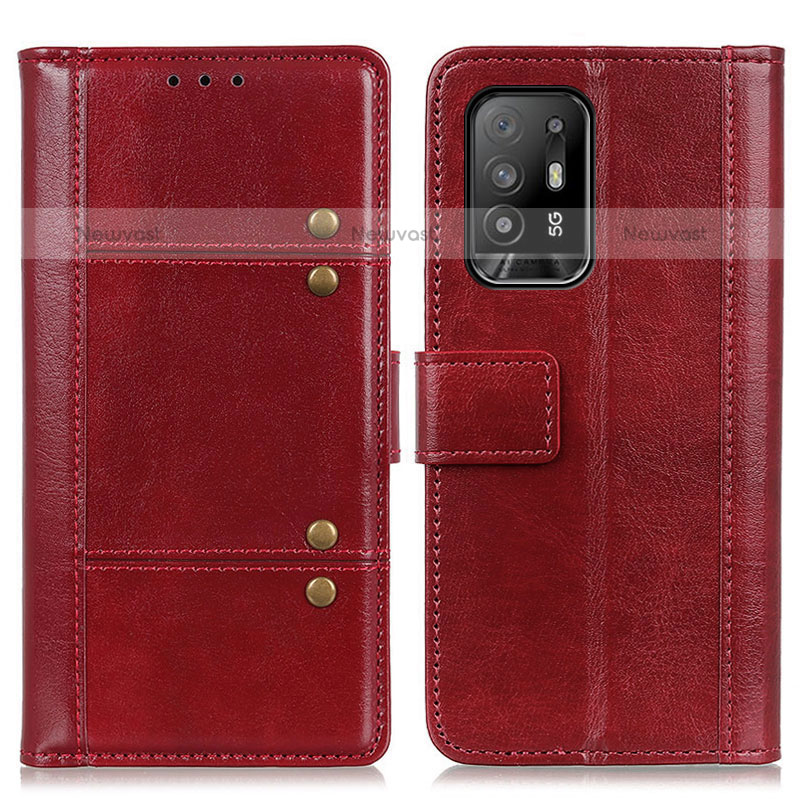 Leather Case Stands Flip Cover Holder M06L for Oppo A95 5G Red