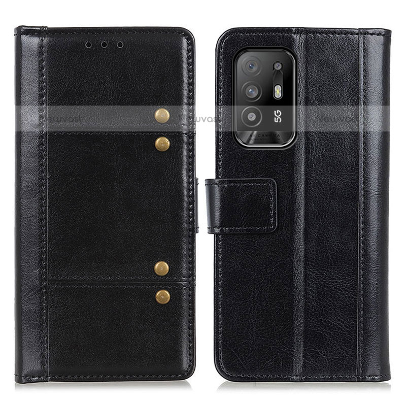 Leather Case Stands Flip Cover Holder M06L for Oppo F19 Pro+ Plus 5G Black