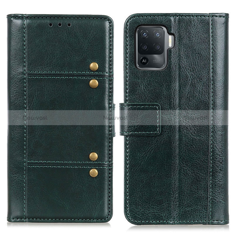 Leather Case Stands Flip Cover Holder M06L for Oppo Reno5 Lite Green