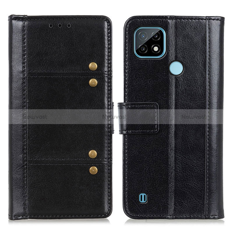 Leather Case Stands Flip Cover Holder M06L for Realme C21 Black