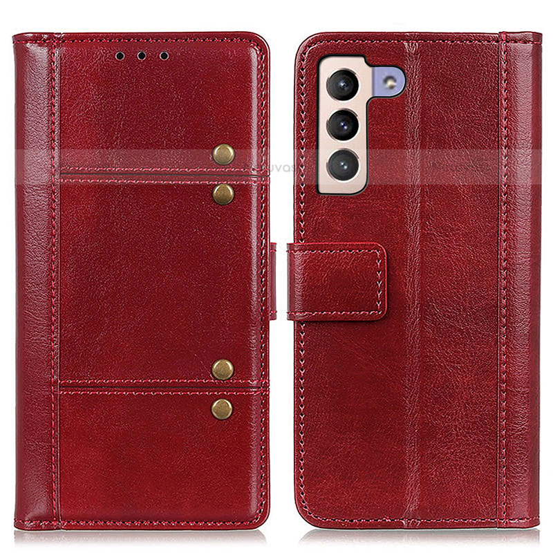 Leather Case Stands Flip Cover Holder M06L for Samsung Galaxy S21 5G Red