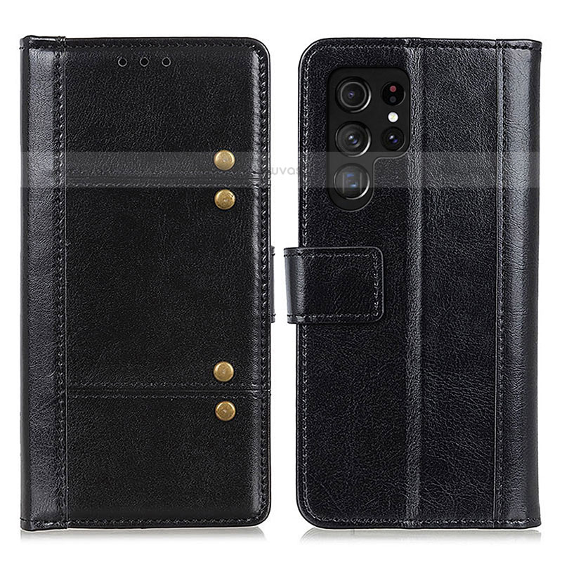 Leather Case Stands Flip Cover Holder M06L for Samsung Galaxy S23 Ultra 5G Black