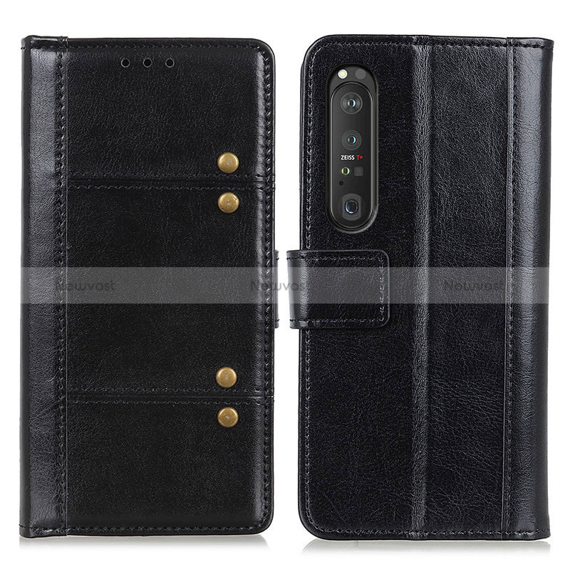 Leather Case Stands Flip Cover Holder M06L for Sony Xperia 1 III Black