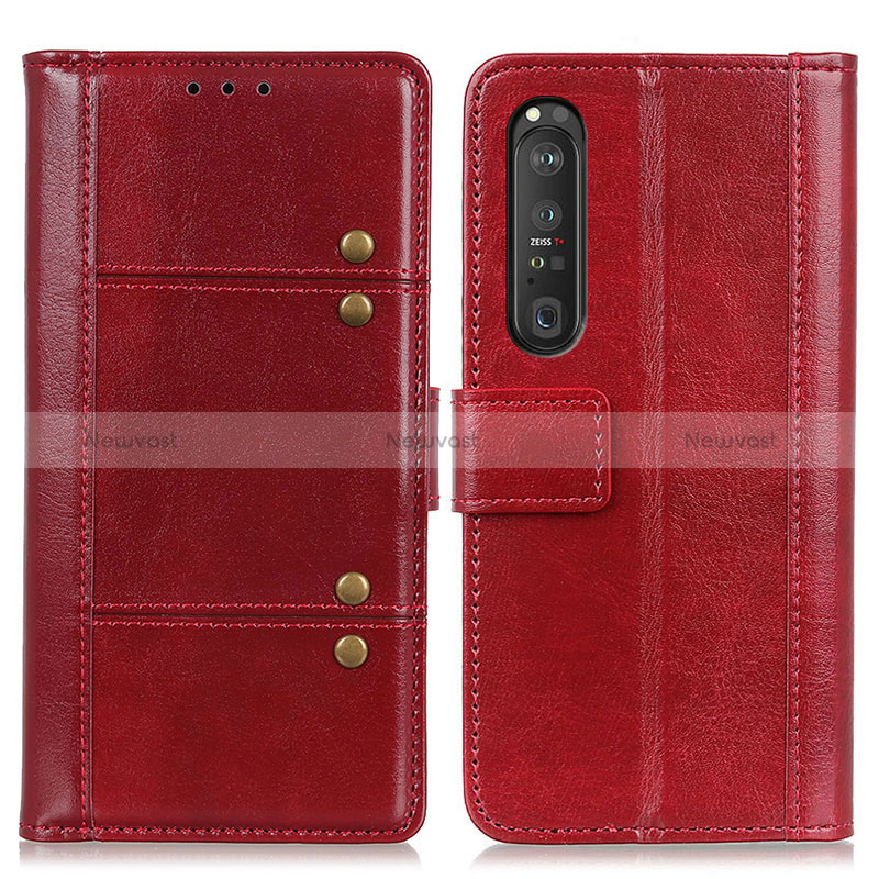 Leather Case Stands Flip Cover Holder M06L for Sony Xperia 1 III Red