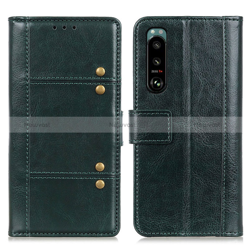 Leather Case Stands Flip Cover Holder M06L for Sony Xperia 5 III SO-53B Green