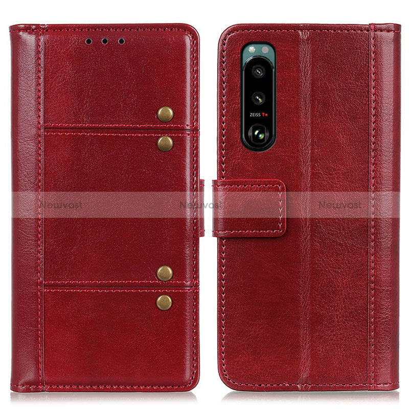 Leather Case Stands Flip Cover Holder M06L for Sony Xperia 5 III SO-53B Red