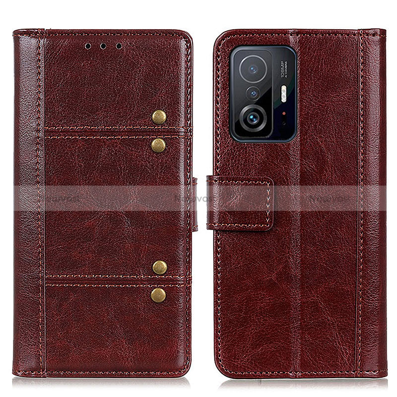 Leather Case Stands Flip Cover Holder M06L for Xiaomi Mi 11T 5G Brown