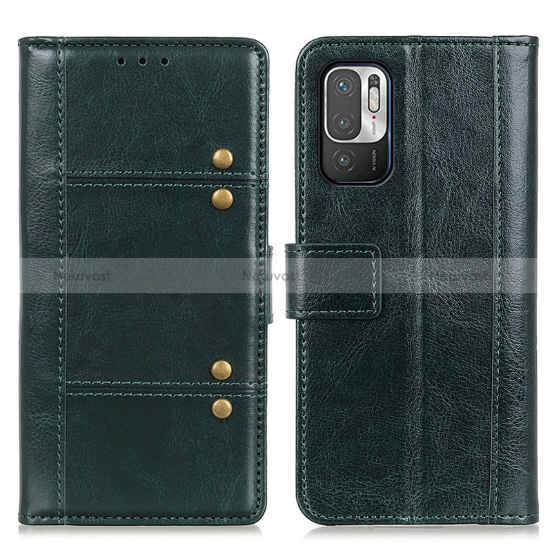 Leather Case Stands Flip Cover Holder M06L for Xiaomi Redmi Note 10 5G Green