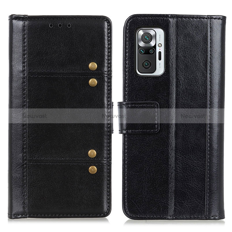 Leather Case Stands Flip Cover Holder M06L for Xiaomi Redmi Note 10 Pro 4G Black