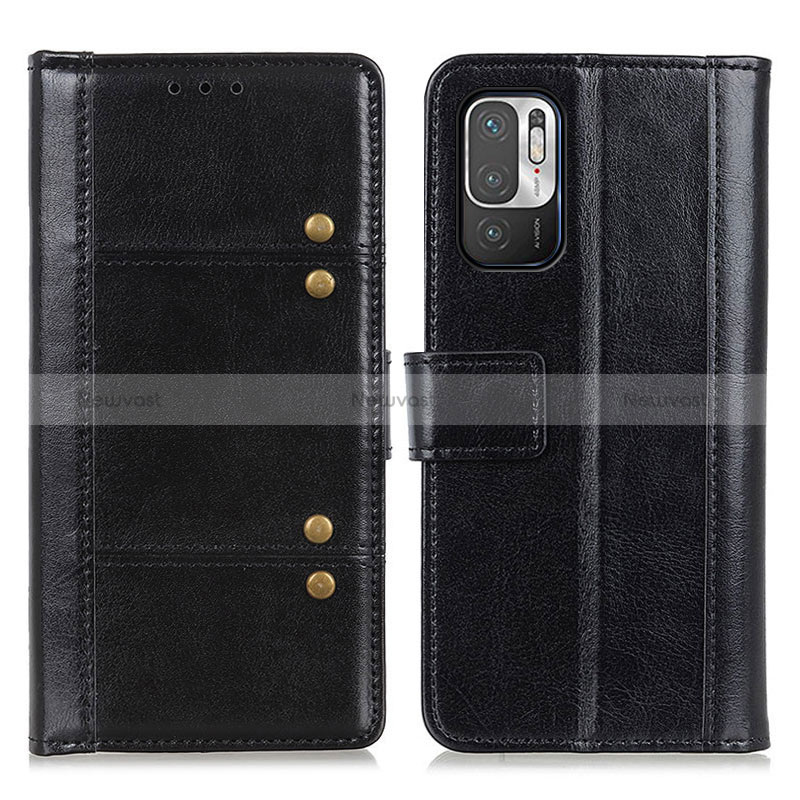 Leather Case Stands Flip Cover Holder M06L for Xiaomi Redmi Note 10T 5G Black