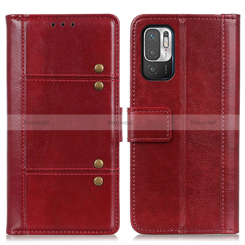 Leather Case Stands Flip Cover Holder M06L for Xiaomi Redmi Note 10T 5G Red