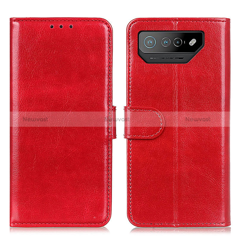 Leather Case Stands Flip Cover Holder M07L for Asus ROG Phone 7 Ultimate Red