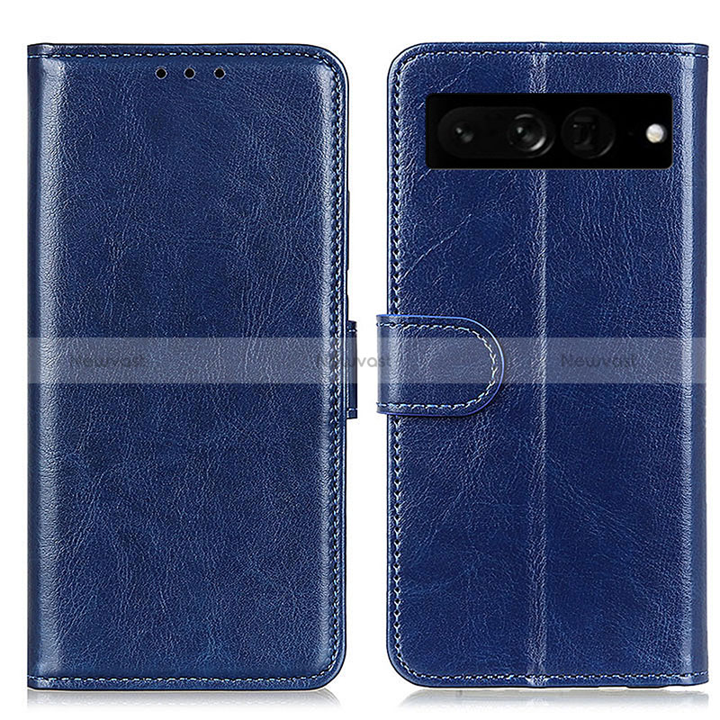 Leather Case Stands Flip Cover Holder M07L for Google Pixel 7 Pro 5G Blue