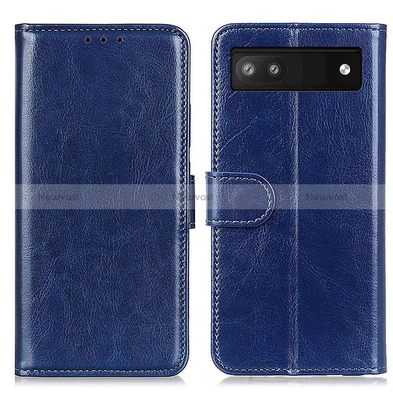 Leather Case Stands Flip Cover Holder M07L for Google Pixel 7a 5G Blue