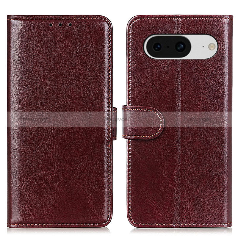 Leather Case Stands Flip Cover Holder M07L for Google Pixel 8 5G Brown