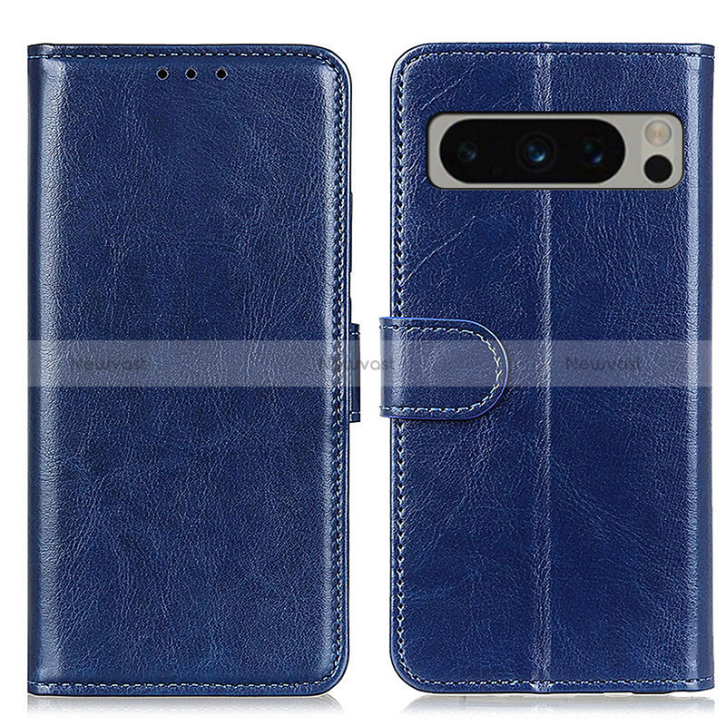 Leather Case Stands Flip Cover Holder M07L for Google Pixel 8 Pro 5G Blue