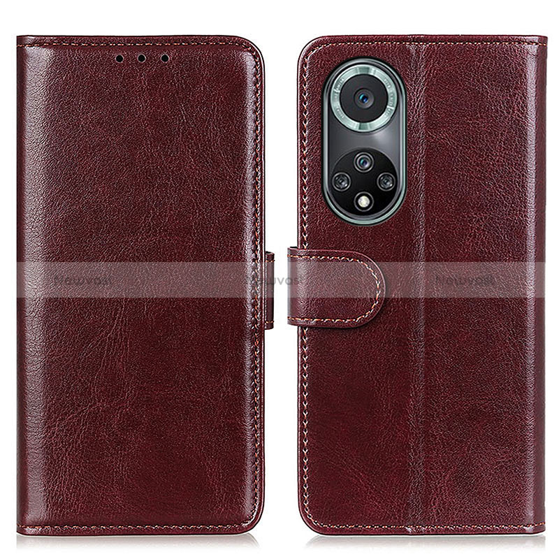 Leather Case Stands Flip Cover Holder M07L for Huawei Honor 50 Pro 5G Brown