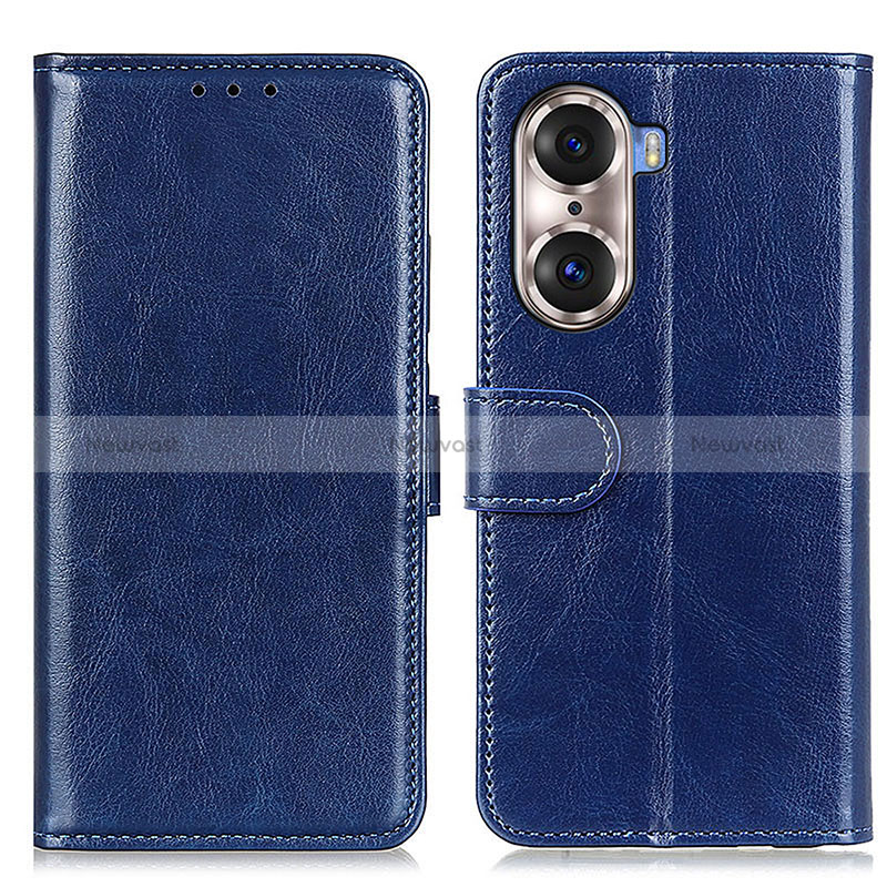 Leather Case Stands Flip Cover Holder M07L for Huawei Honor 60 Pro 5G Blue