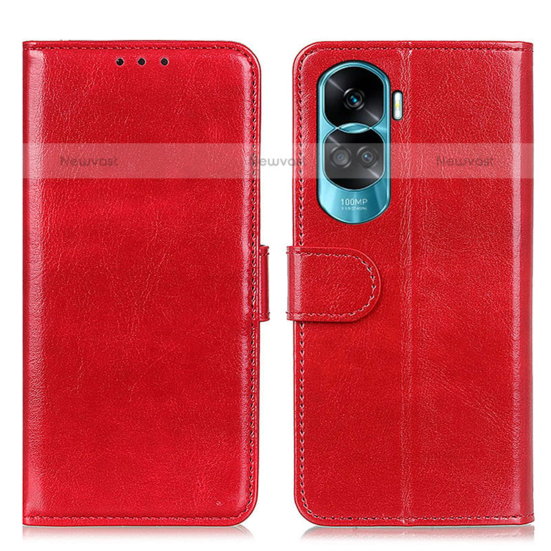 Leather Case Stands Flip Cover Holder M07L for Huawei Honor 90 Lite 5G Red