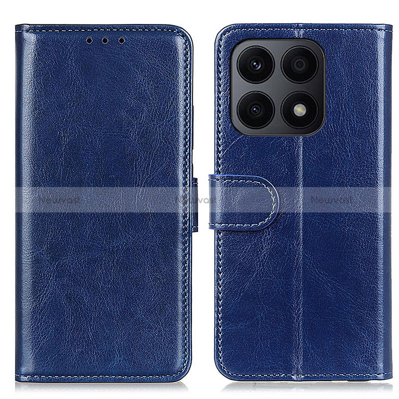 Leather Case Stands Flip Cover Holder M07L for Huawei Honor X8a 4G Blue