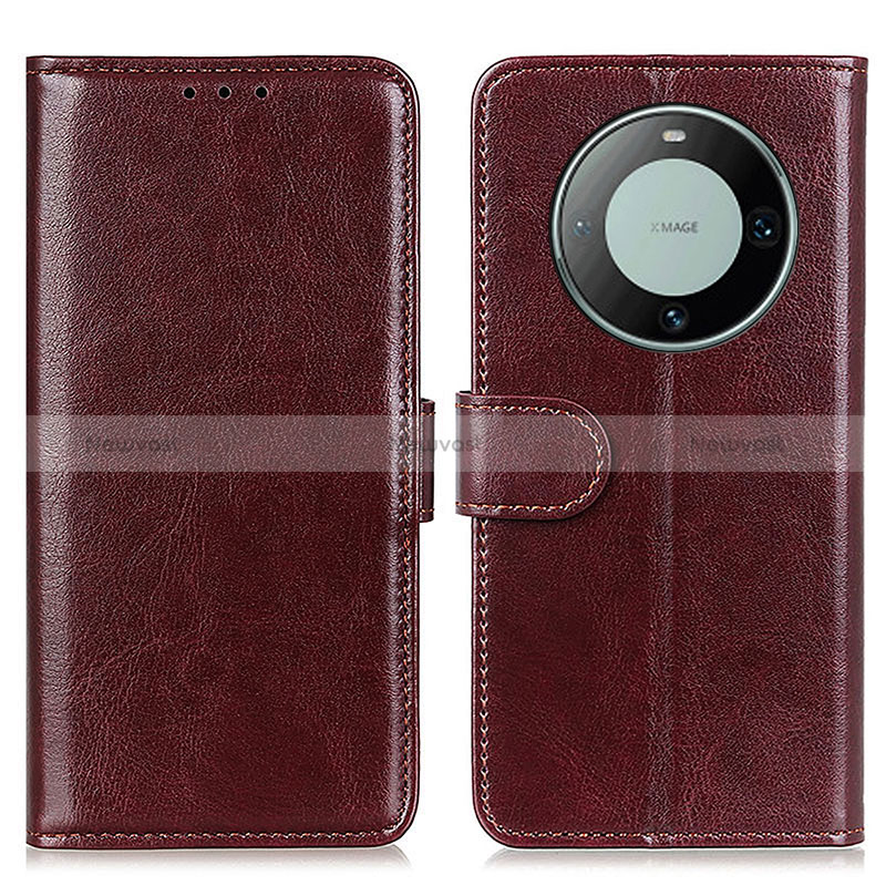 Leather Case Stands Flip Cover Holder M07L for Huawei Mate 60 Pro Brown