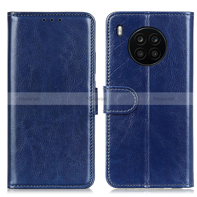 Leather Case Stands Flip Cover Holder M07L for Huawei Nova 8i Blue