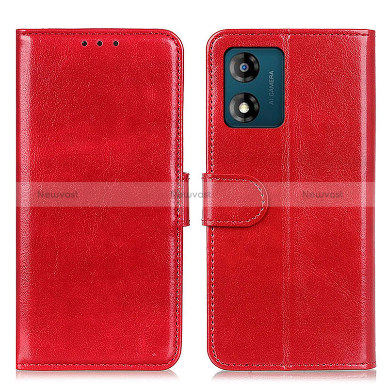 Leather Case Stands Flip Cover Holder M07L for Motorola Moto E13 Red