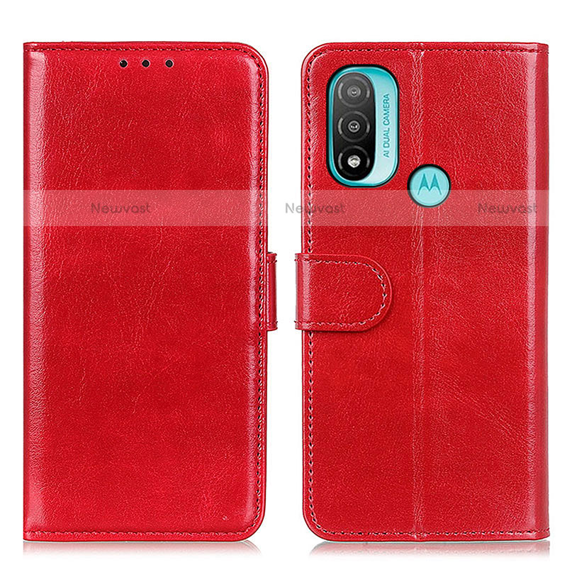 Leather Case Stands Flip Cover Holder M07L for Motorola Moto E20 Red