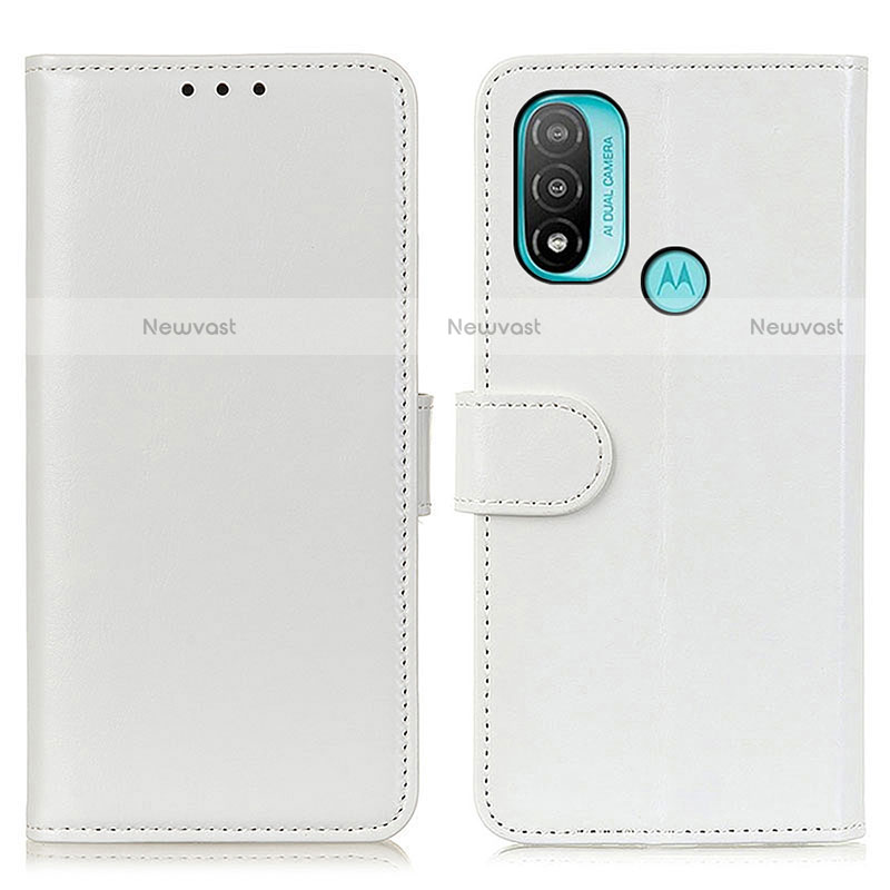 Leather Case Stands Flip Cover Holder M07L for Motorola Moto E20 White