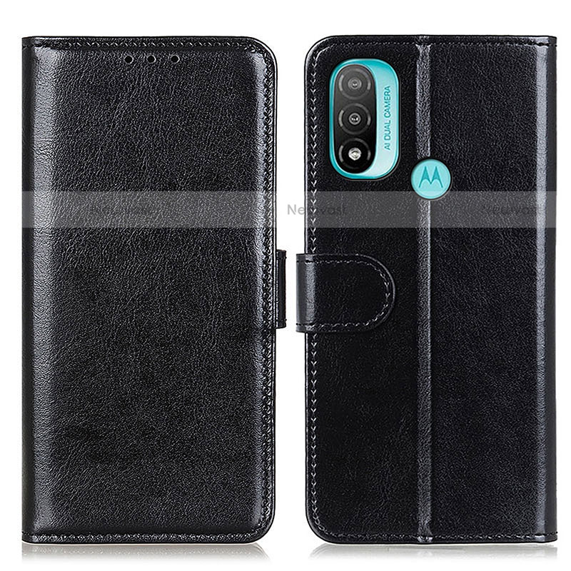 Leather Case Stands Flip Cover Holder M07L for Motorola Moto E30 Black