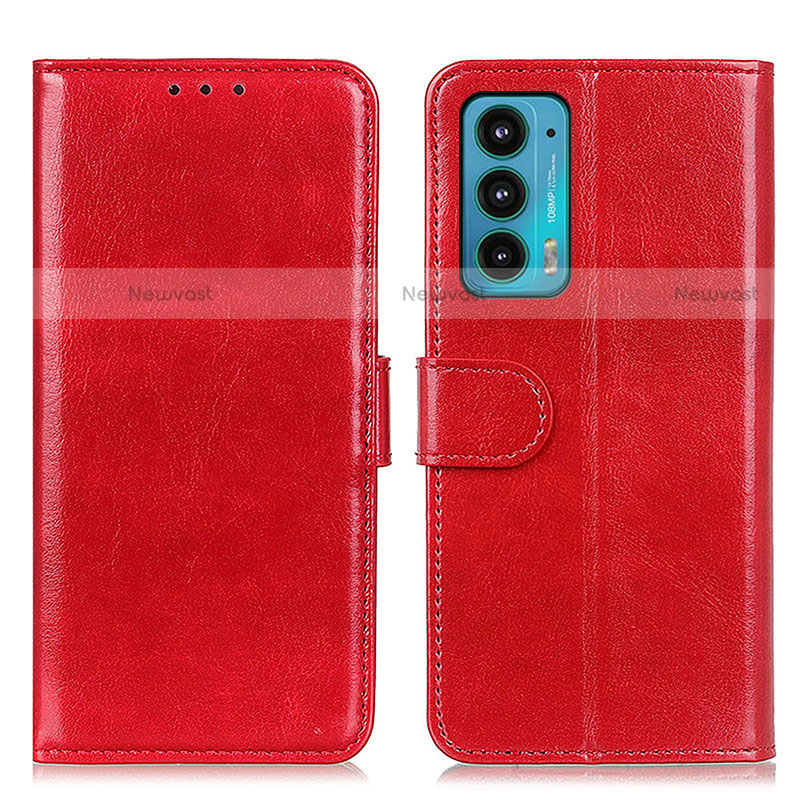 Leather Case Stands Flip Cover Holder M07L for Motorola Moto Edge 20 5G Red