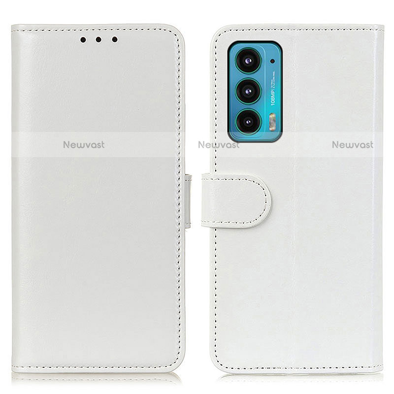 Leather Case Stands Flip Cover Holder M07L for Motorola Moto Edge 20 5G White