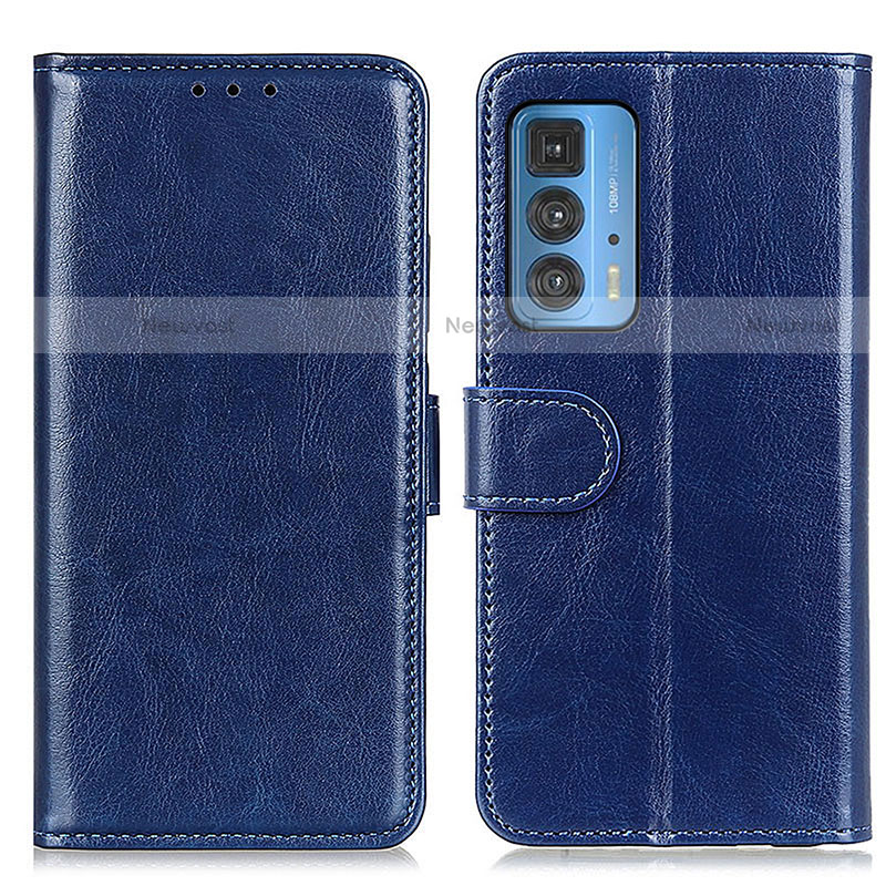 Leather Case Stands Flip Cover Holder M07L for Motorola Moto Edge 20 Pro 5G Blue