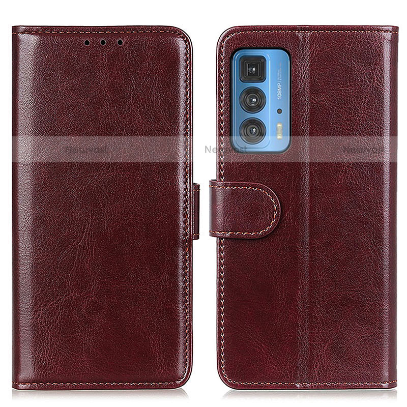 Leather Case Stands Flip Cover Holder M07L for Motorola Moto Edge 20 Pro 5G Brown