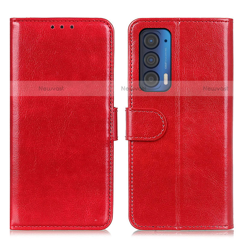 Leather Case Stands Flip Cover Holder M07L for Motorola Moto Edge (2021) 5G Red