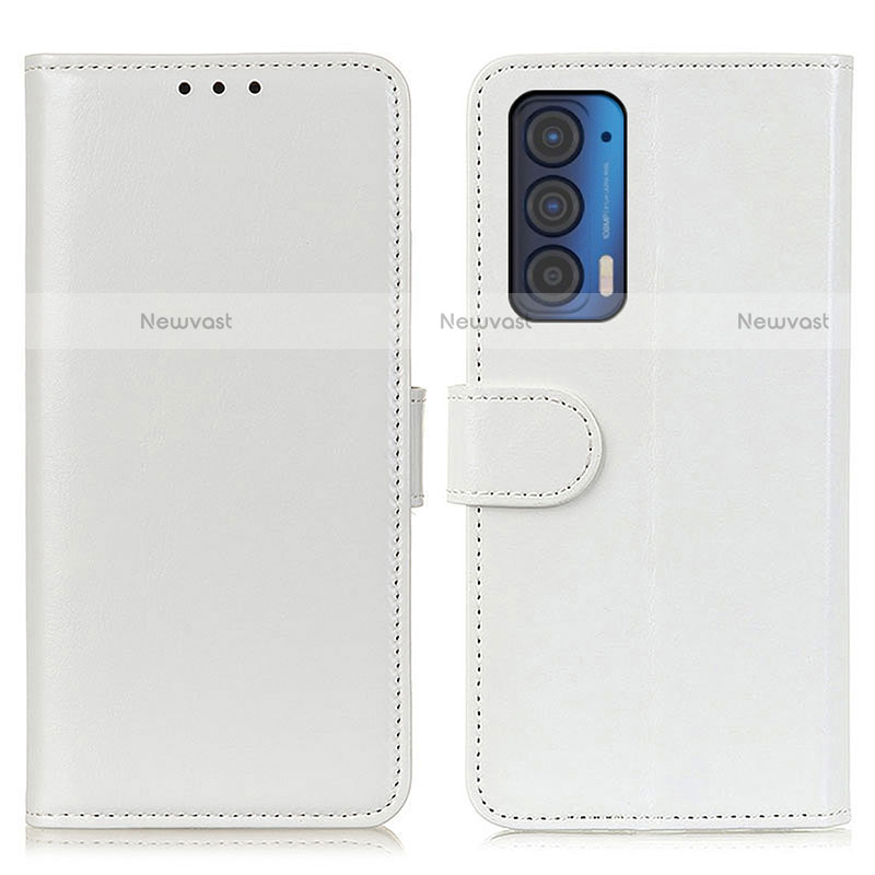 Leather Case Stands Flip Cover Holder M07L for Motorola Moto Edge (2021) 5G White