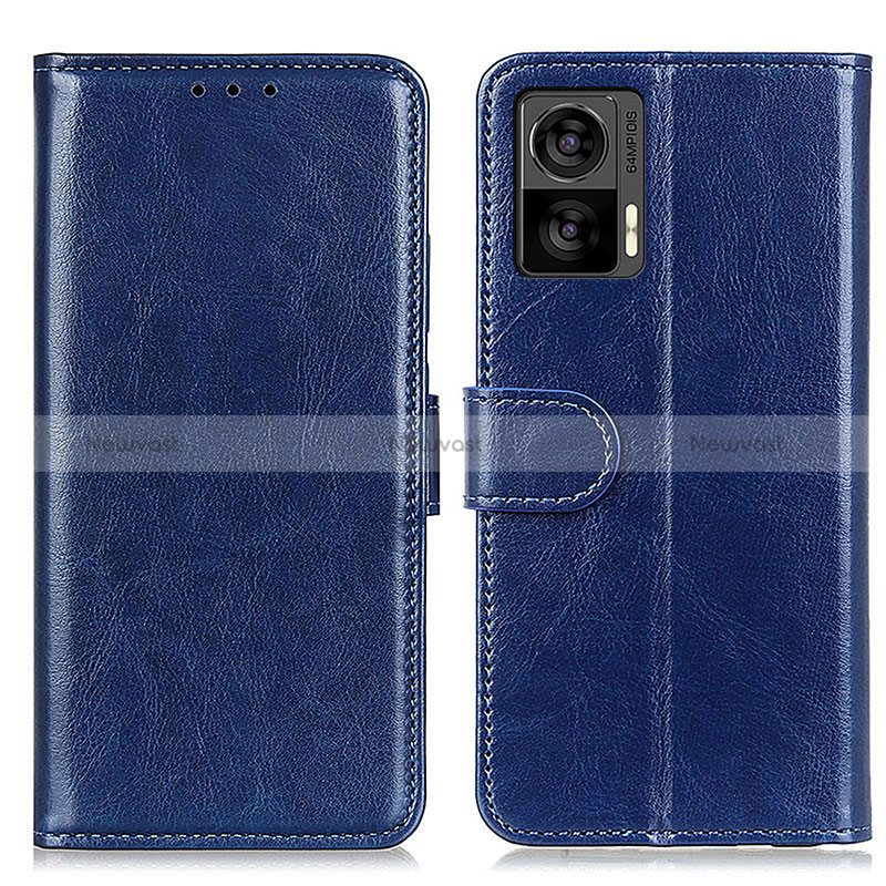 Leather Case Stands Flip Cover Holder M07L for Motorola Moto Edge 30 Lite 5G Blue