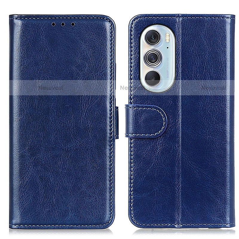 Leather Case Stands Flip Cover Holder M07L for Motorola Moto Edge 30 Pro 5G Blue