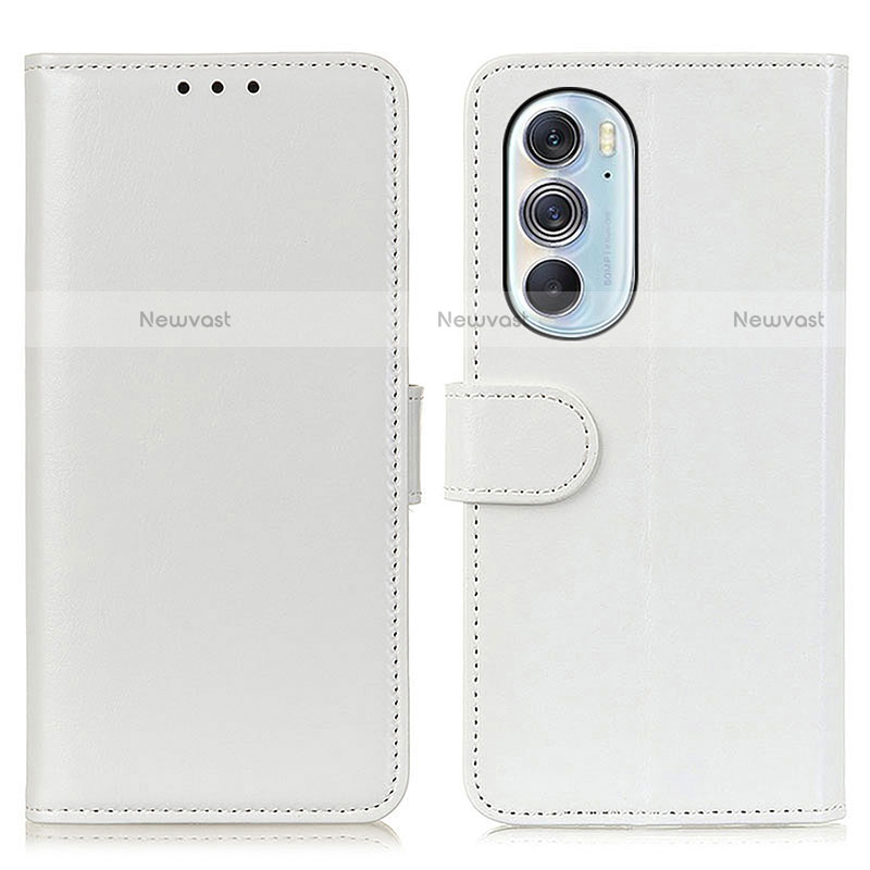 Leather Case Stands Flip Cover Holder M07L for Motorola Moto Edge 30 Pro 5G White