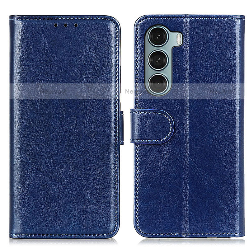 Leather Case Stands Flip Cover Holder M07L for Motorola Moto Edge S30 5G Blue