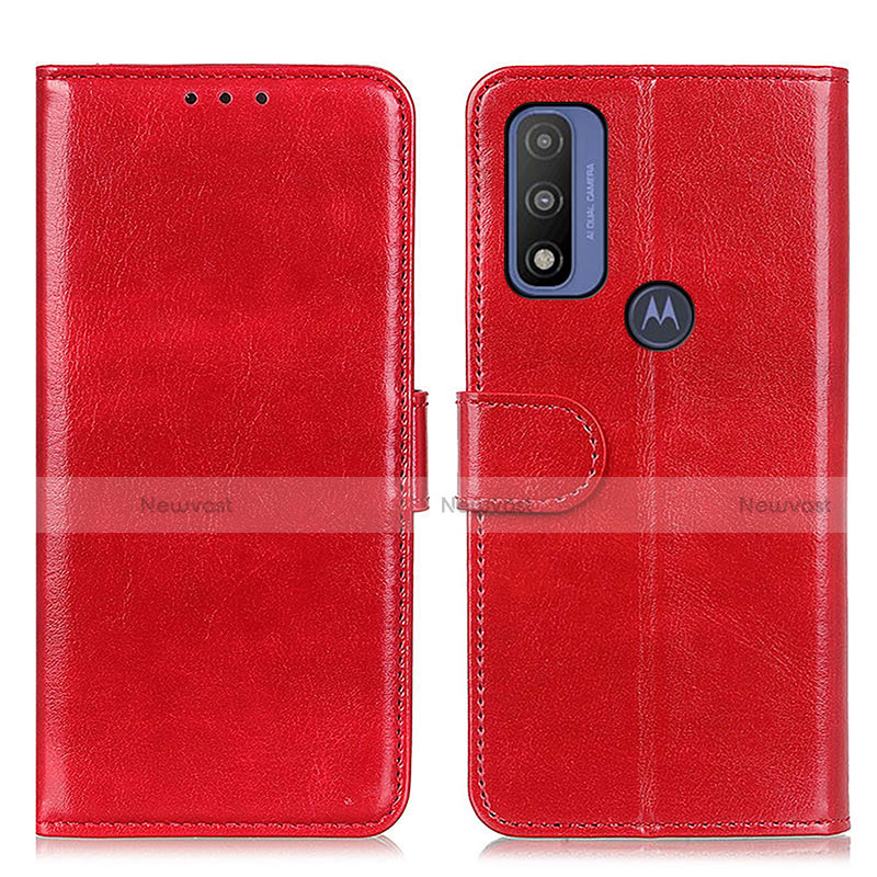 Leather Case Stands Flip Cover Holder M07L for Motorola Moto G Pure Red