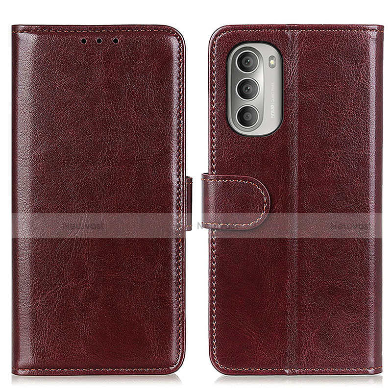 Leather Case Stands Flip Cover Holder M07L for Motorola Moto G Stylus (2022) 5G Brown