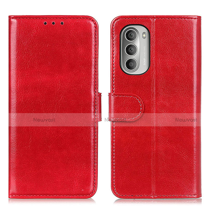 Leather Case Stands Flip Cover Holder M07L for Motorola Moto G Stylus (2022) 5G Red