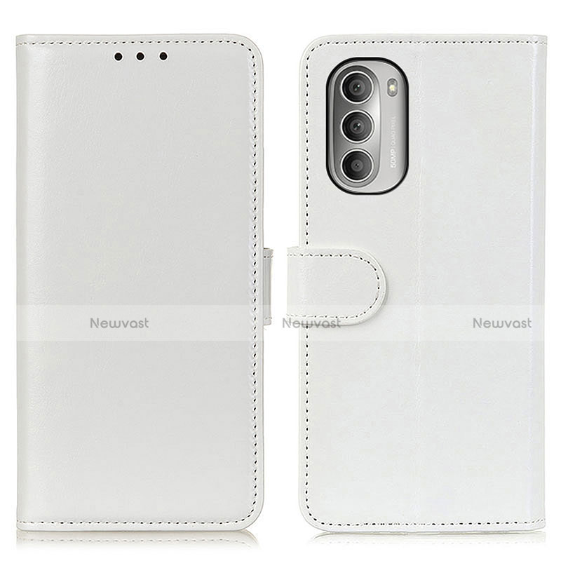 Leather Case Stands Flip Cover Holder M07L for Motorola Moto G Stylus (2022) 5G White