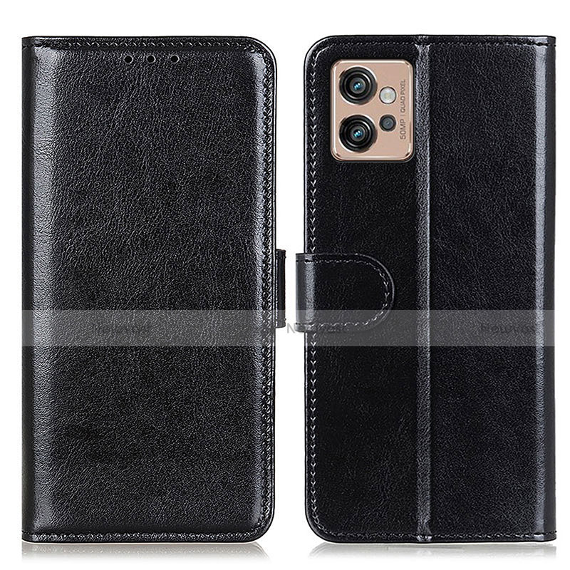 Leather Case Stands Flip Cover Holder M07L for Motorola Moto G32 Black