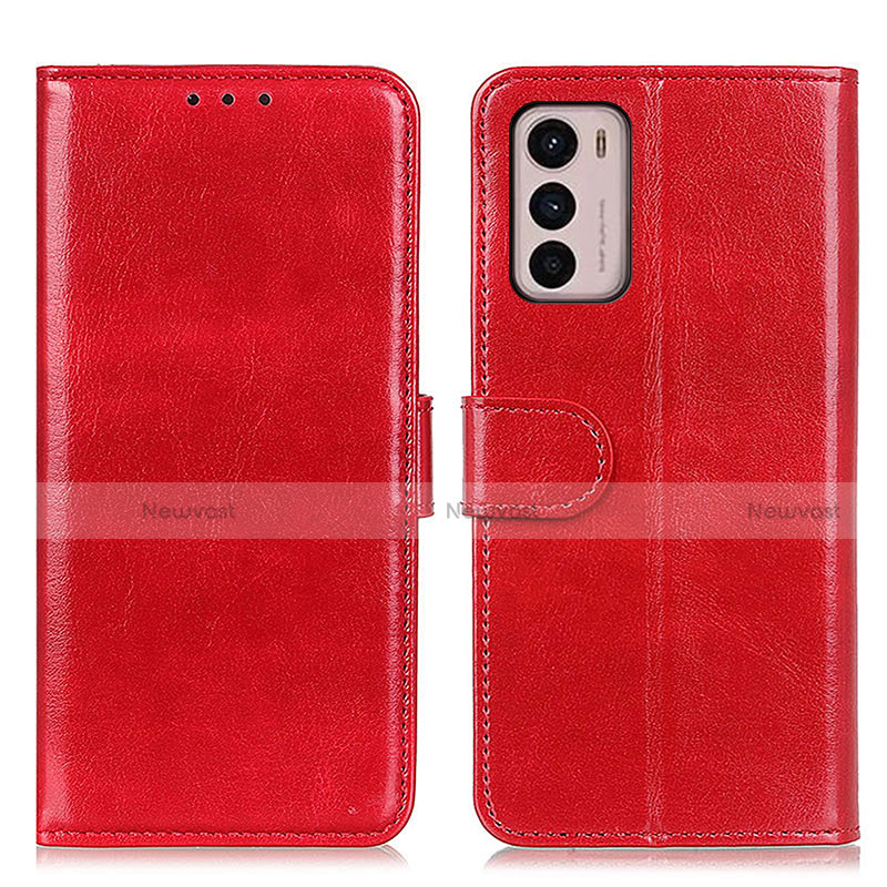 Leather Case Stands Flip Cover Holder M07L for Motorola Moto G42 Red